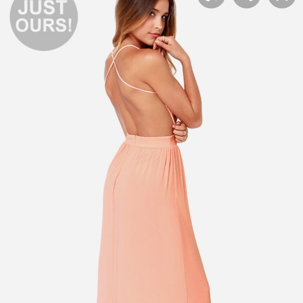 Lulu's backless peach maxi dress